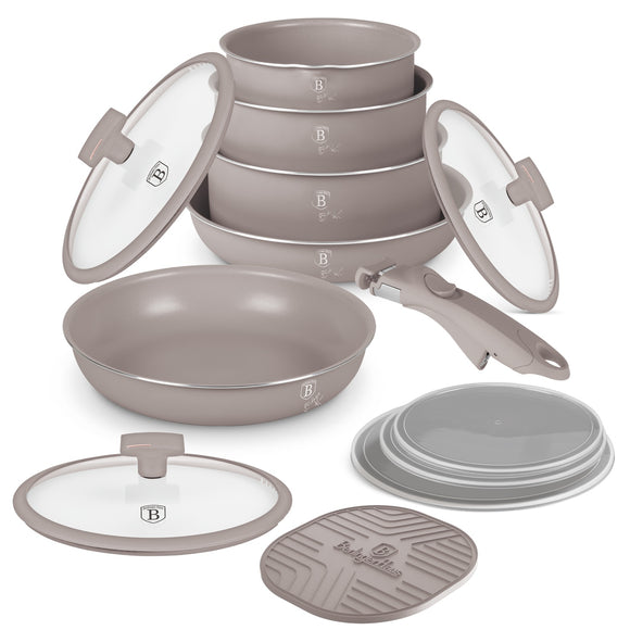 Berlinger Haus 13-Piece Titan Pro Non Stick Coating Oven Safe Cookware Set - Taupe