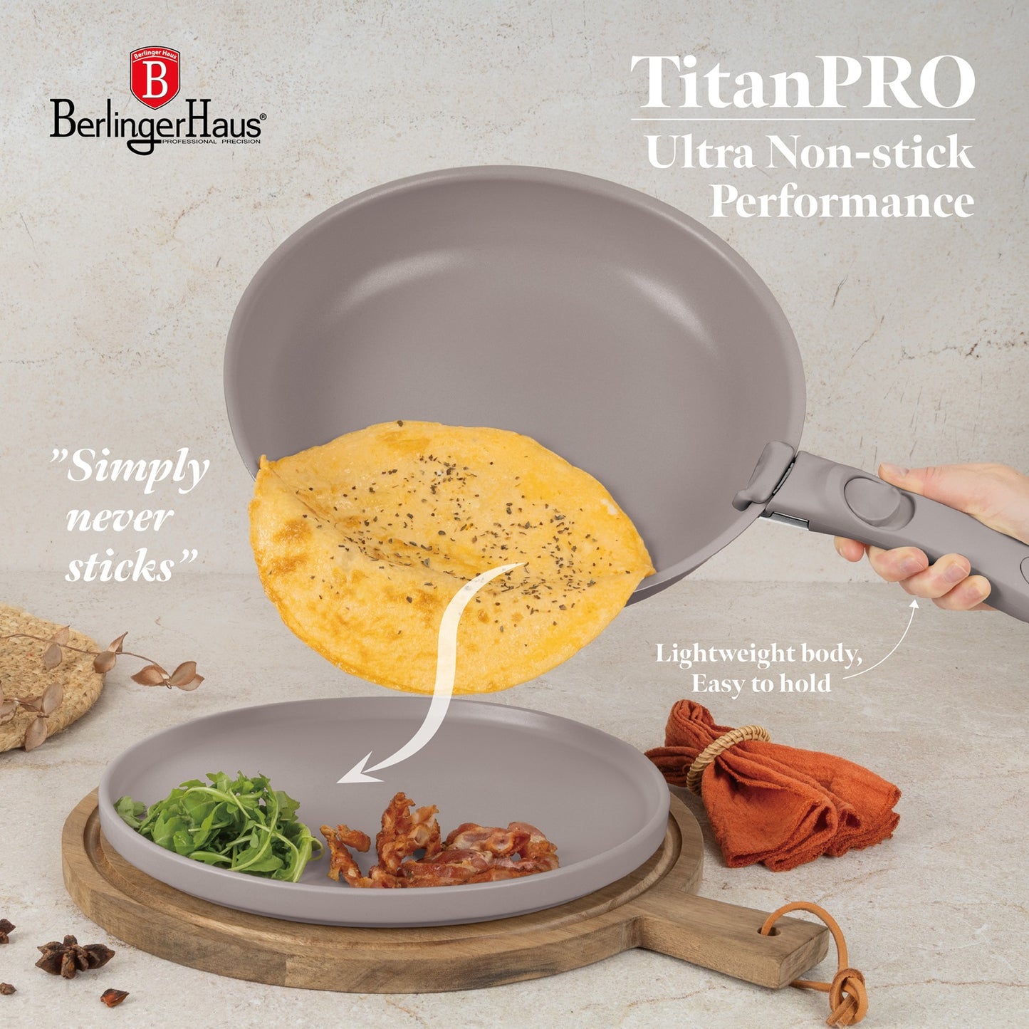 Berlinger Haus 13-Piece Titan Pro Non-Stick Coating Cookware Set - Taupe Nordic