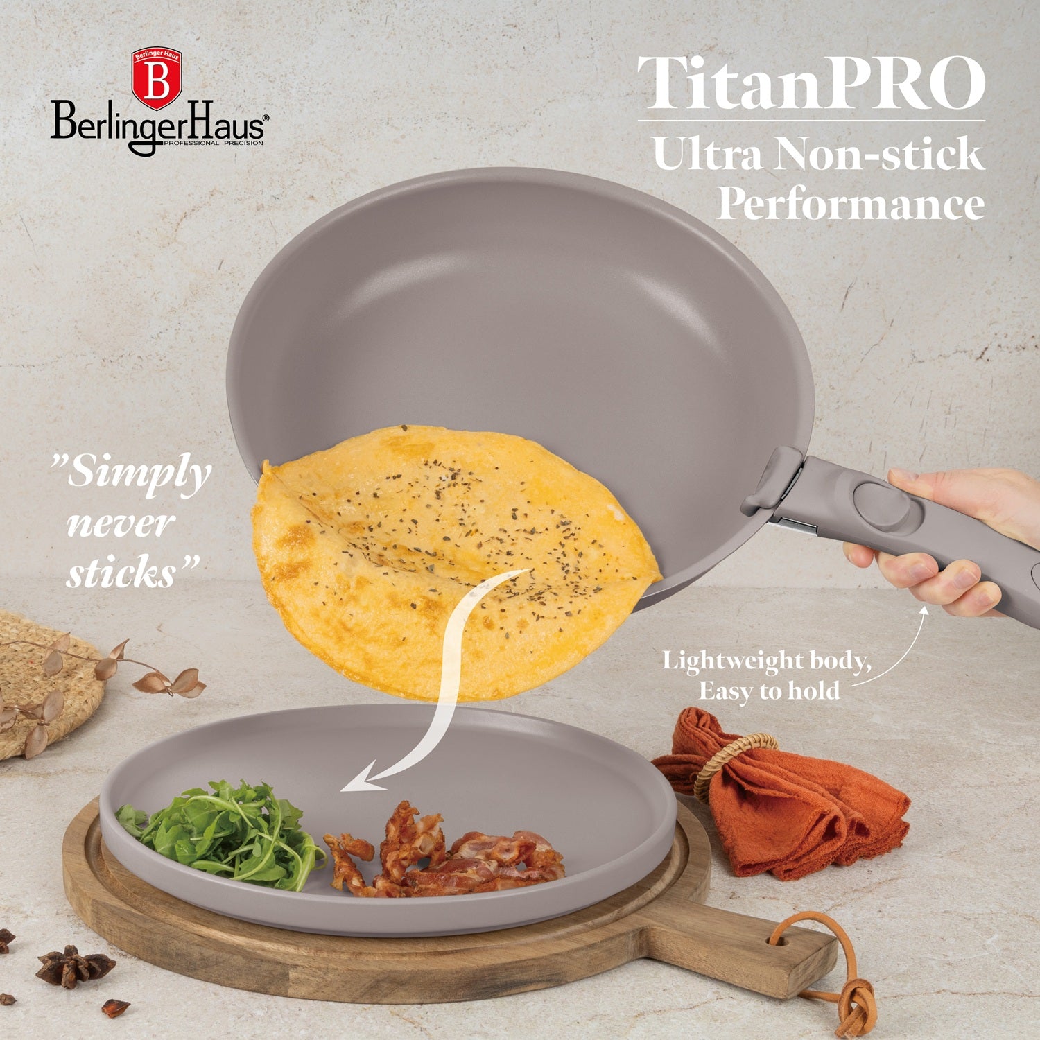 Berlinger Haus 13-Piece Titan Pro Non-Stick Coating Cookware Set - Taupe Nordic
