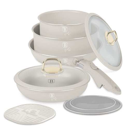 Berlinger Haus 10-Piece Titan Pro Non-Stick Coating Oven Safe Cookware Set - Sahara