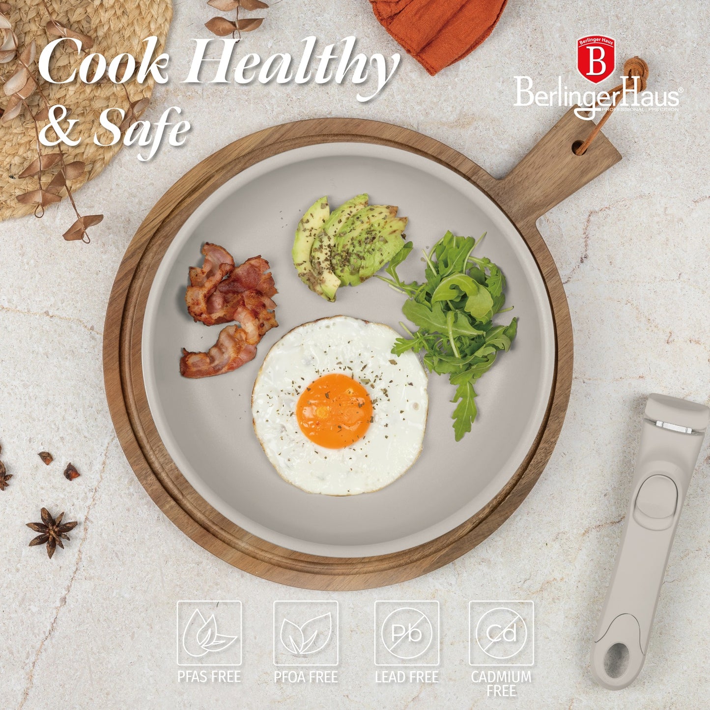 Berlinger Haus 10-Piece Titan Pro Non-Stick Coating Oven Safe Cookware Set - Sahara