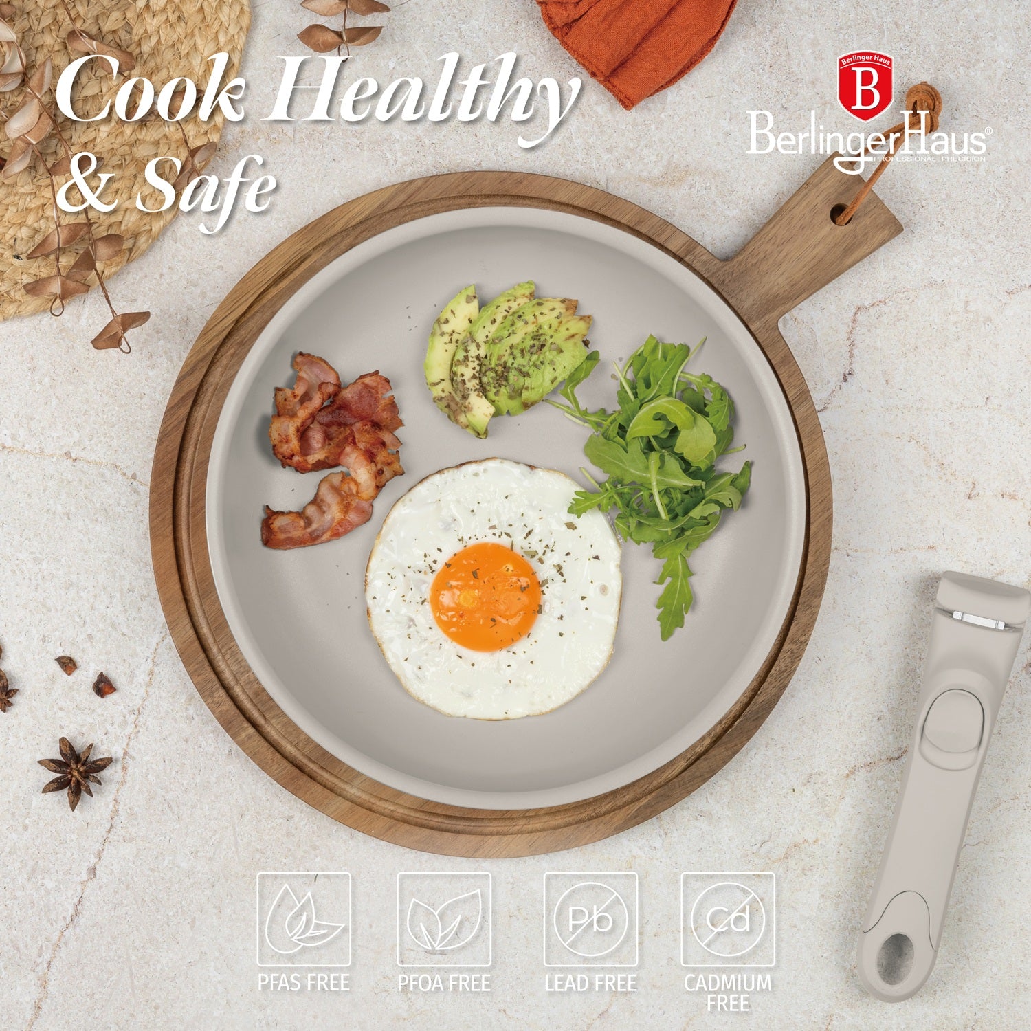 Berlinger Haus 10-Piece Titan Pro Non-Stick Coating Oven Safe Cookware Set - Sahara