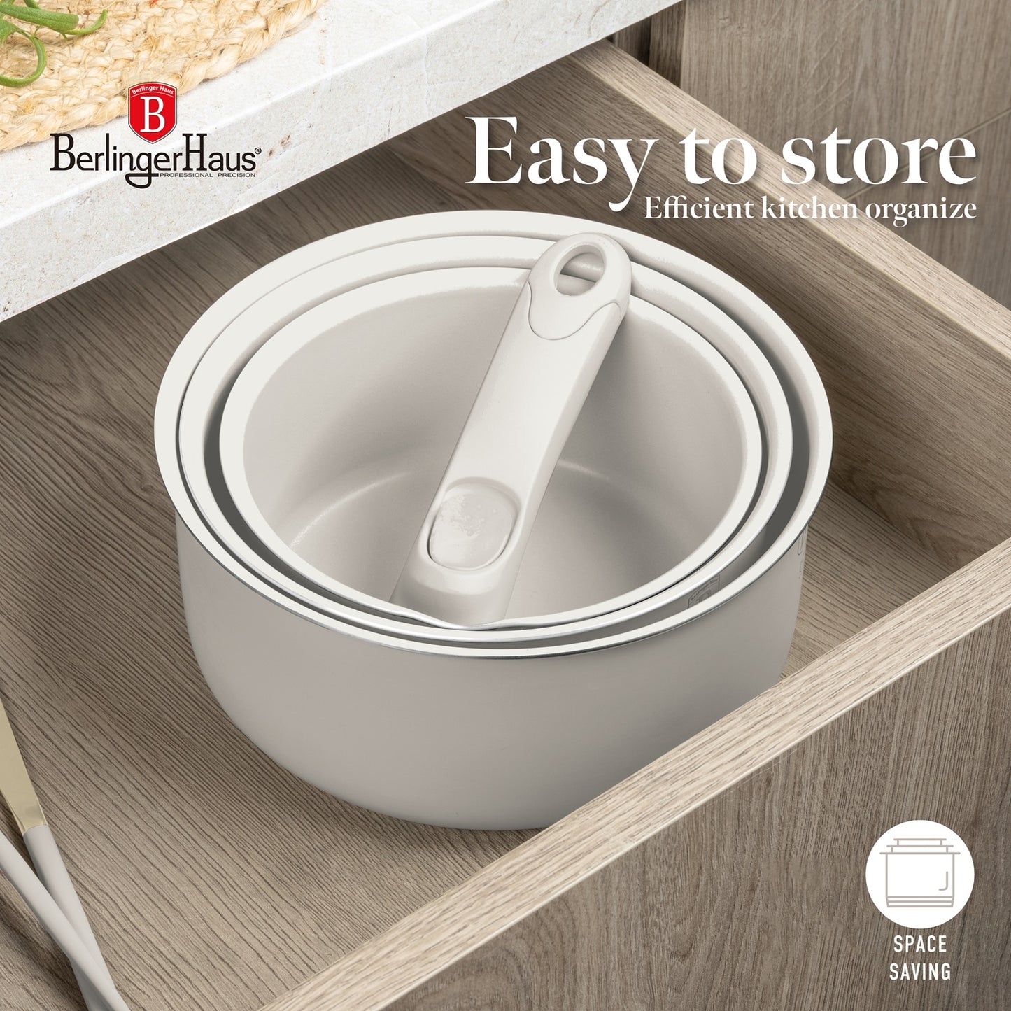 Berlinger Haus 10-Piece Titan Pro Non-Stick Coating Oven Safe Cookware Set - Sahara