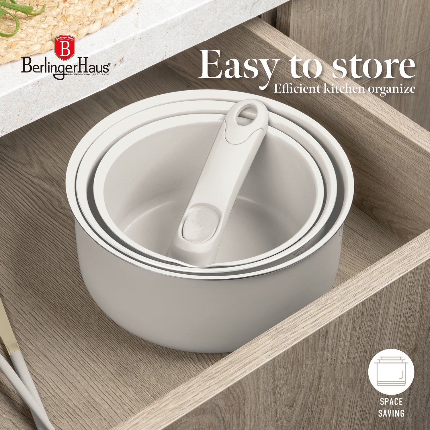 Berlinger Haus 10-Piece Titan Pro Non-Stick Coating Oven Safe Cookware Set - Sahara