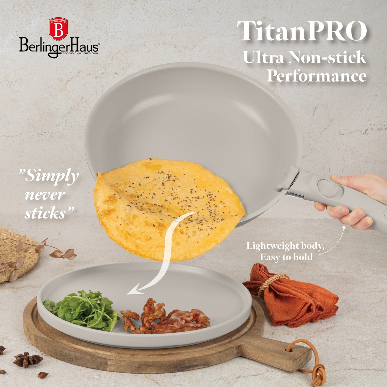 Berlinger Haus 10-Piece Titan Pro Non-Stick Coating Oven Safe Cookware Set - Sahara