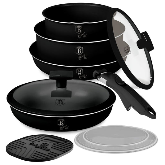 Berlinger Haus 10-Piece Titan Pro Non Stick Coating Oven Safe Cookware Set - Matte Black