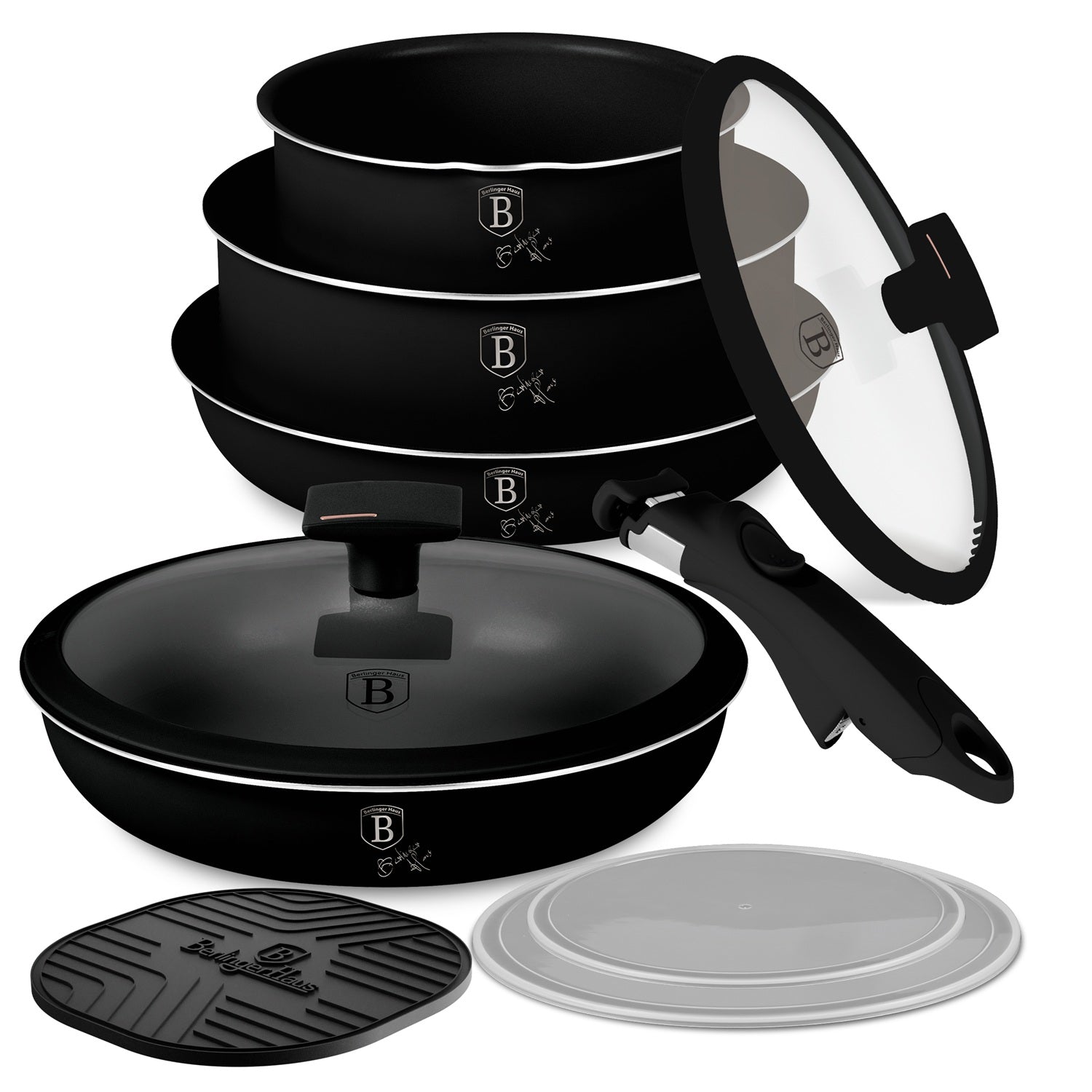 Berlinger Haus 10-Piece Titan Pro Non Stick Coating Oven Safe Cookware Set - Monaco