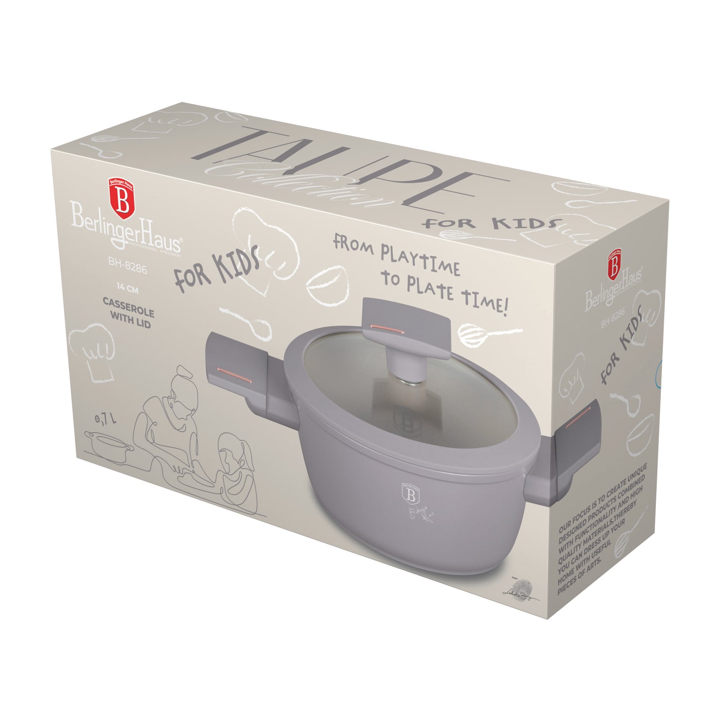 Berlinger Haus 14cm Mini Casserole with Lid (For Kids) - Taupe