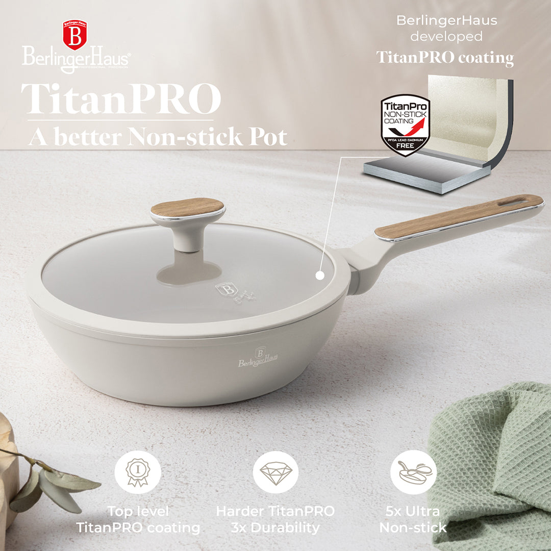 Berlinger Haus 24cm Titan Pro Non-Stick Coating Deep Frypan - Sahara Nordic