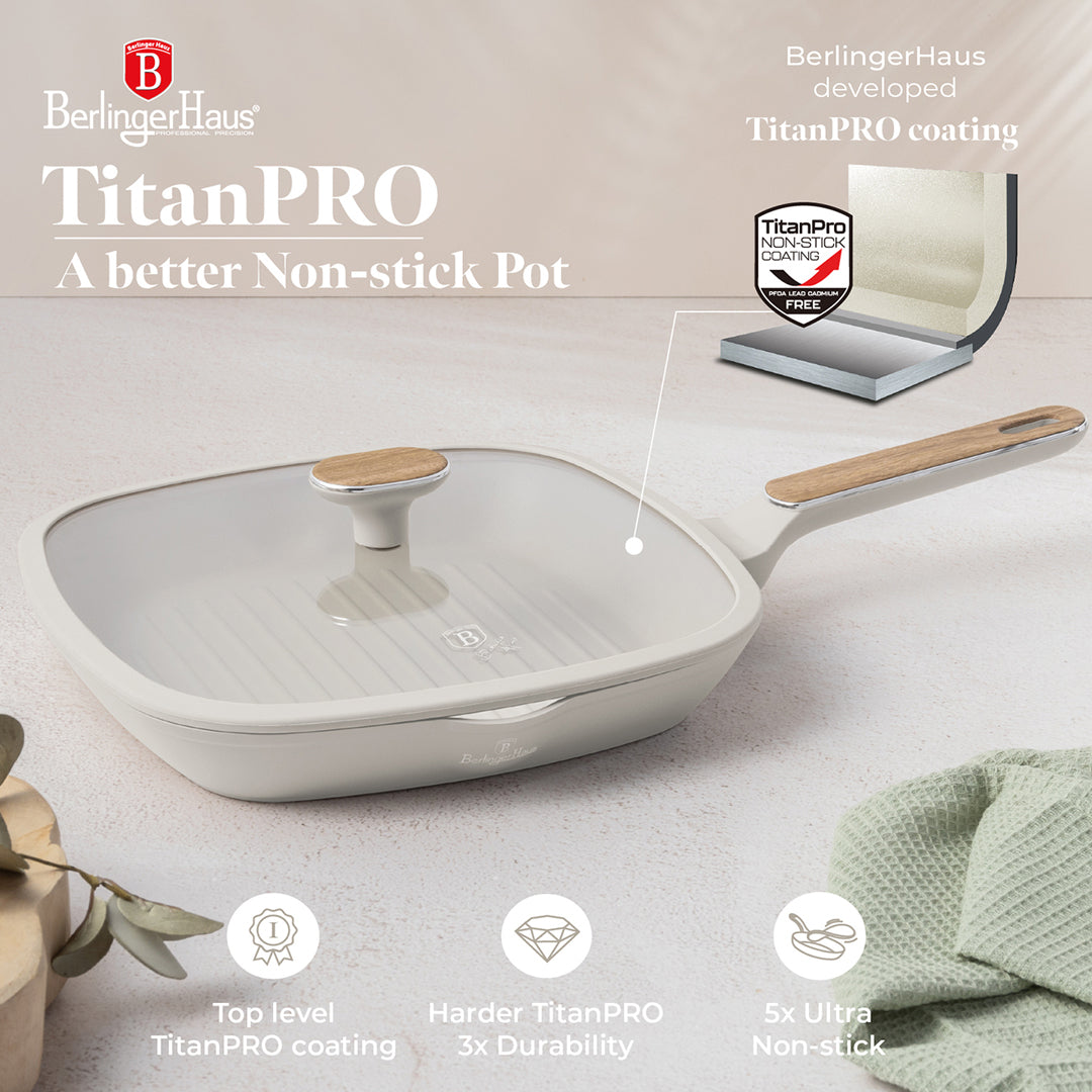 Berlinger Haus 28cm Titan Pro Non-Stick Coating Grill Pan with Lid – Sahara Nordic