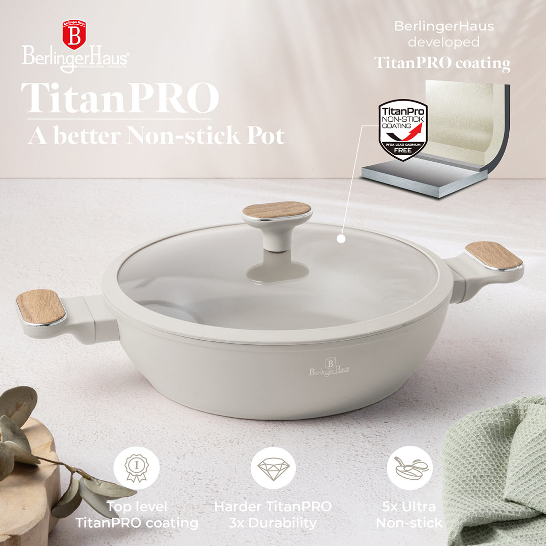 Berlinger Haus 28cm Titan Pro Non-Stick Coating Shallow Pot – Sahara Nordic
