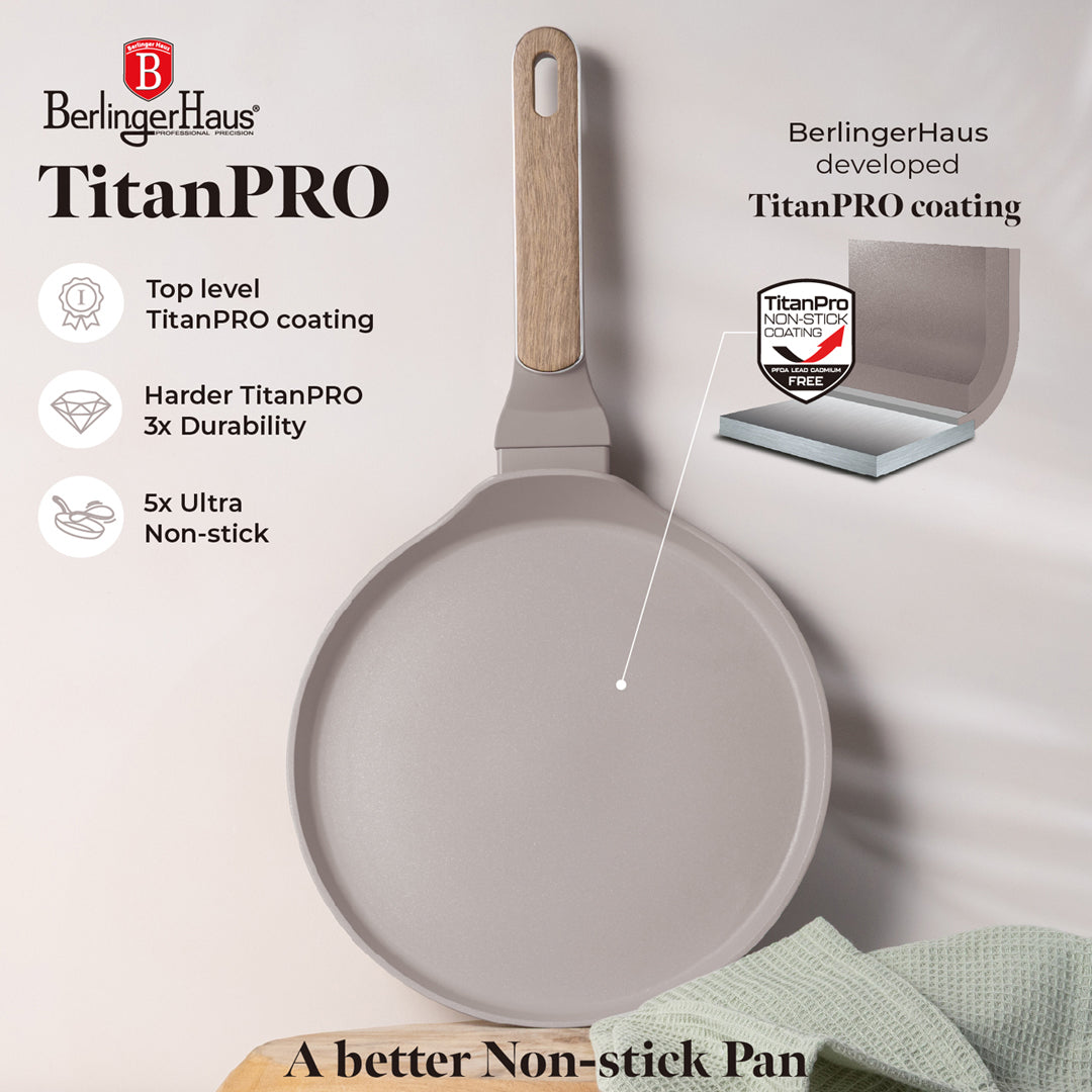 Berlinger Haus 25cm Titan Pro Non-Stick Coating Pancake Pan – Taupe Nordic