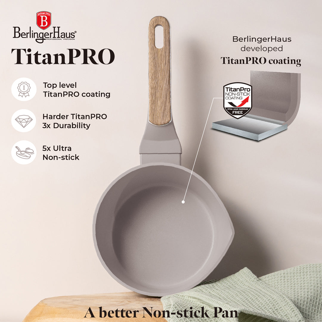 Berlinger Haus 16cm Titan Pro Non-Stick Coating Saucepan – Taupe Nordic