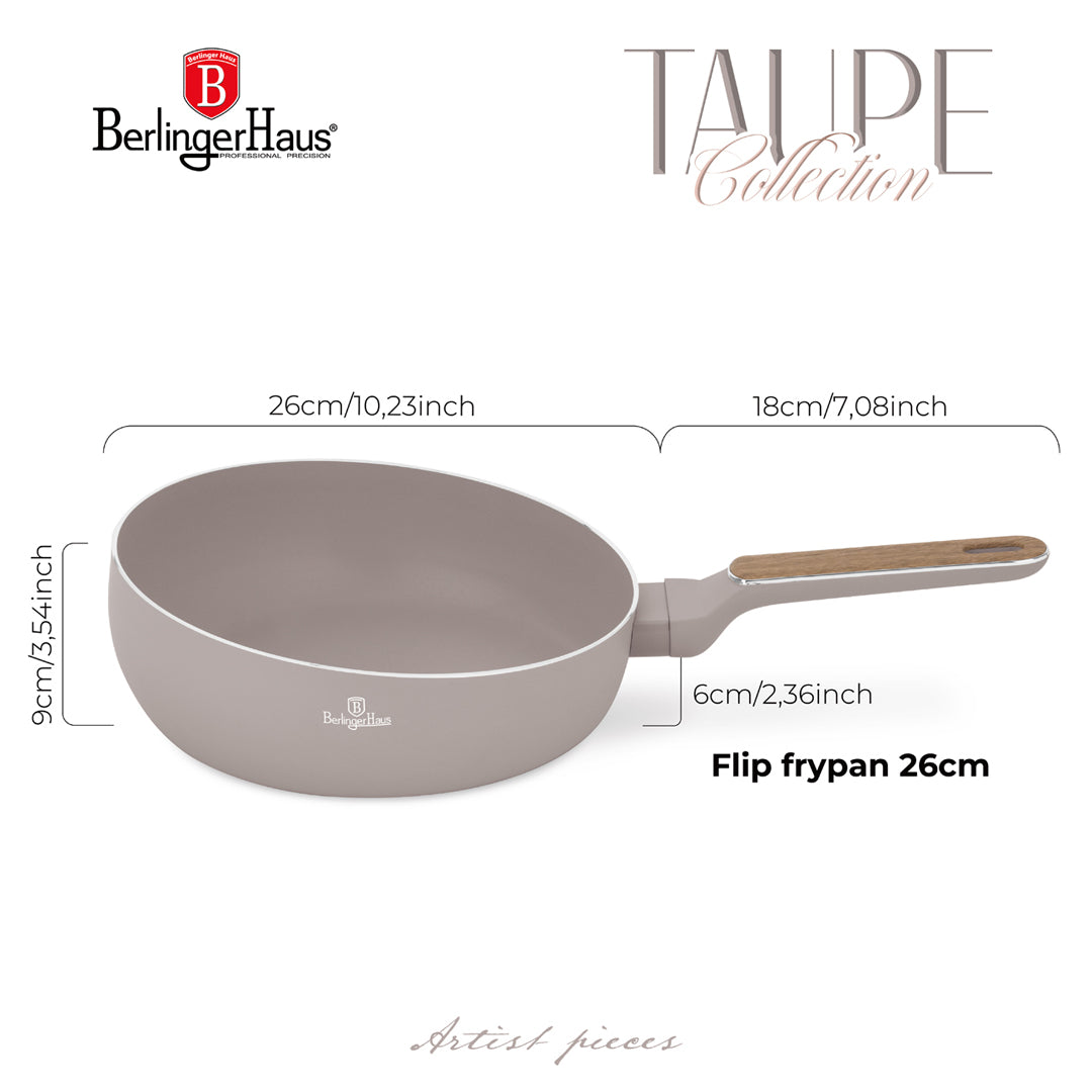 Berlinger Haus 26cm Titan Pro Non-Stick Coating Flip Frypan – Taupe Nordic