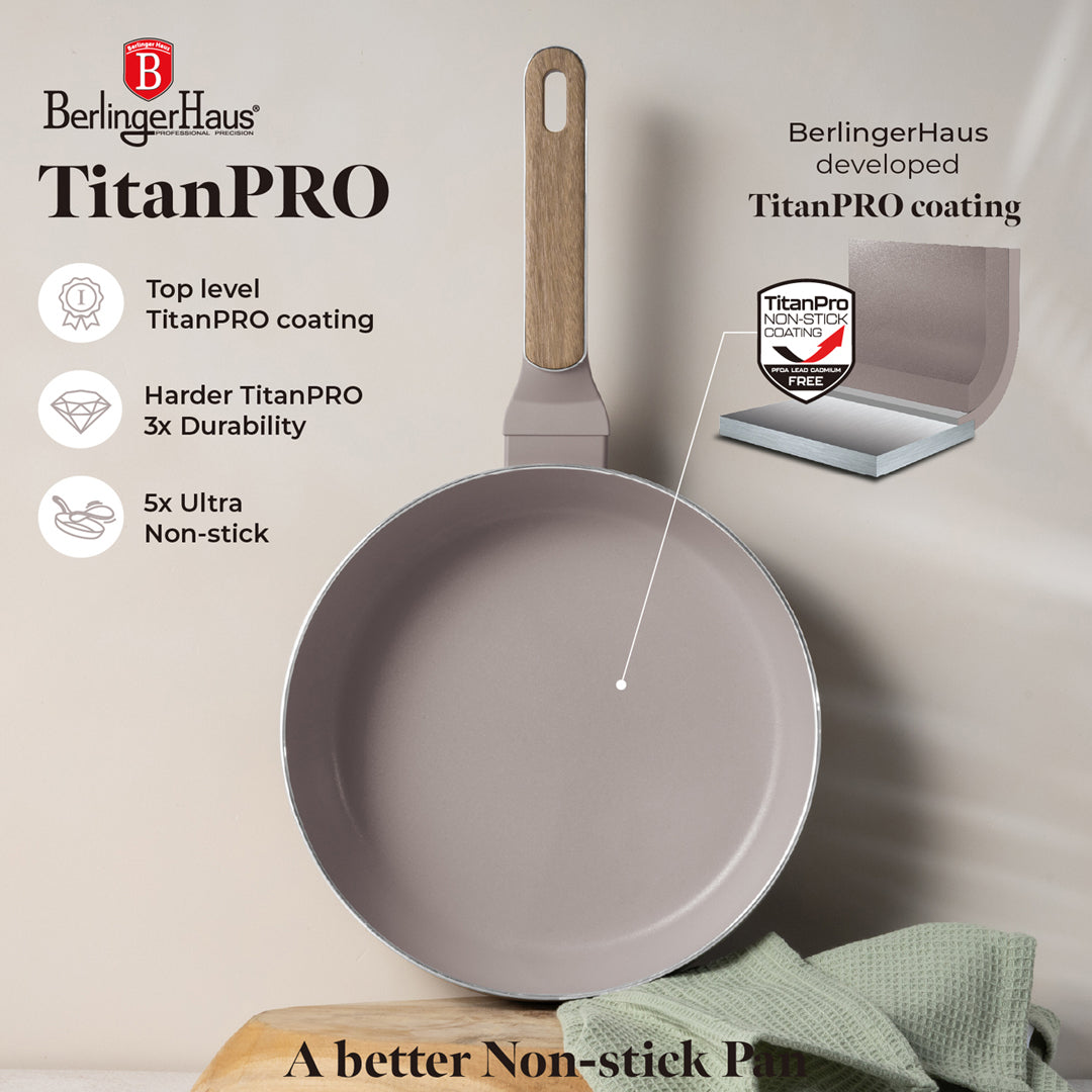 Berlinger Haus 26cm Titan Pro Non-Stick Coating Flip Frypan – Taupe Nordic