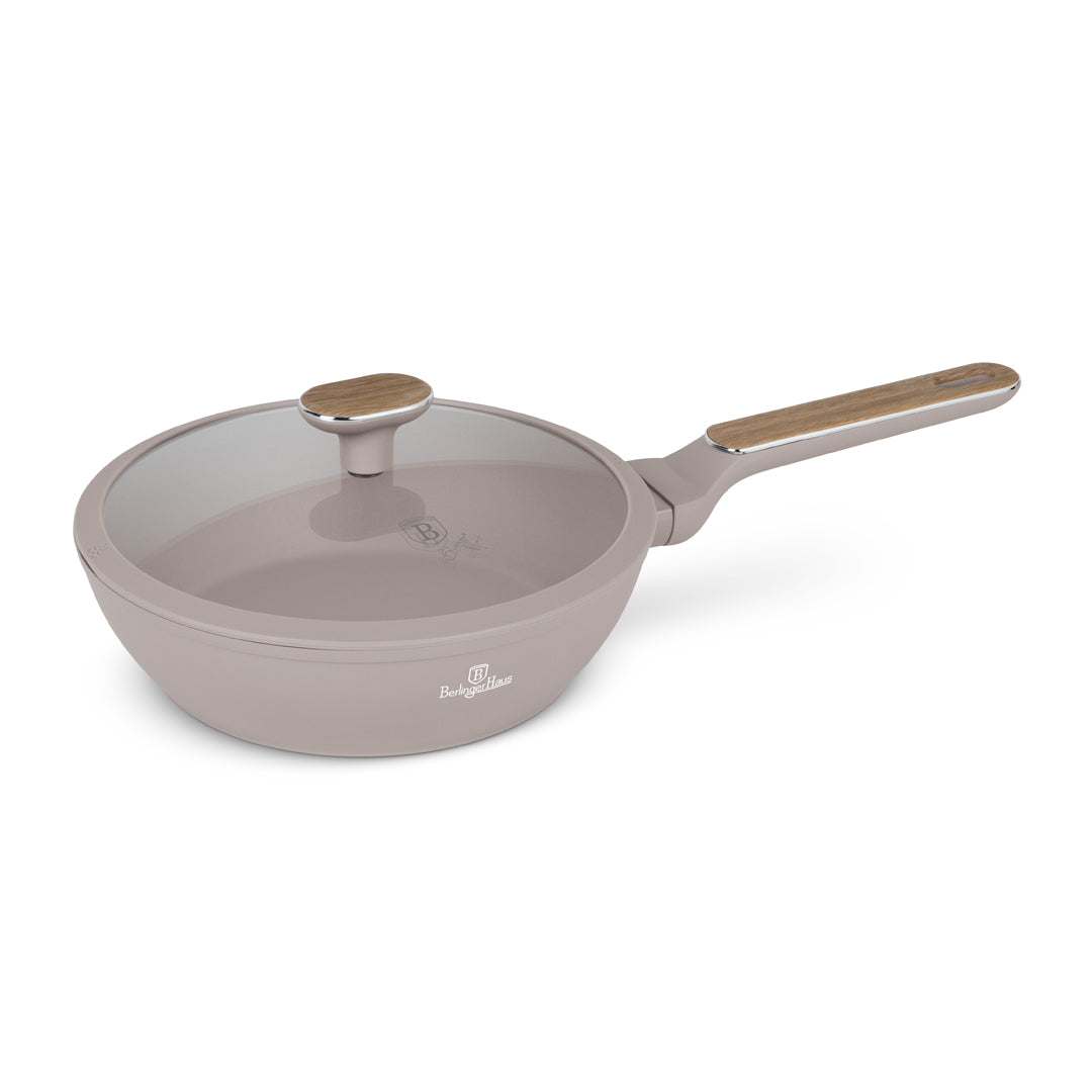 Berlinger Haus 24cm Titan Pro Non-Stick Coating Deep Frypan with Lid – Taupe Nordic