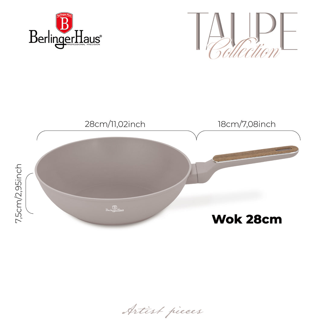 Berlinger Haus 28cm Titan Pro Non-Stick Coating Wok – Taupe Nordic