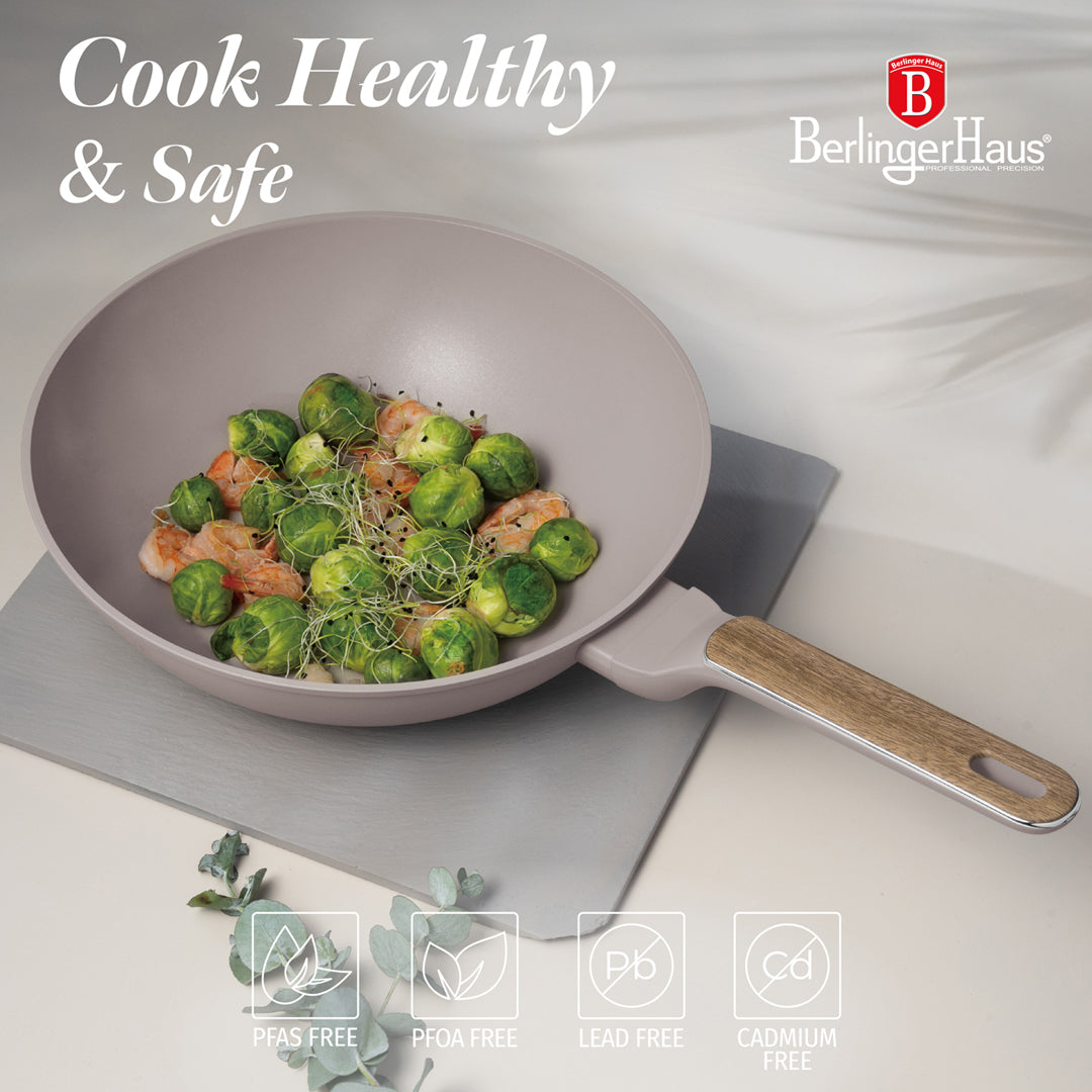 Berlinger Haus 28cm Titan Pro Non-Stick Coating Wok – Taupe Nordic