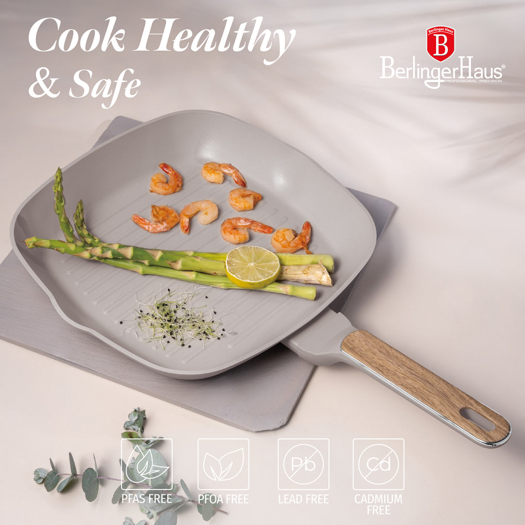 Berlinger Haus 28cm Titan Pro Non-Stick Coating Grill Pan – Taupe Nordic