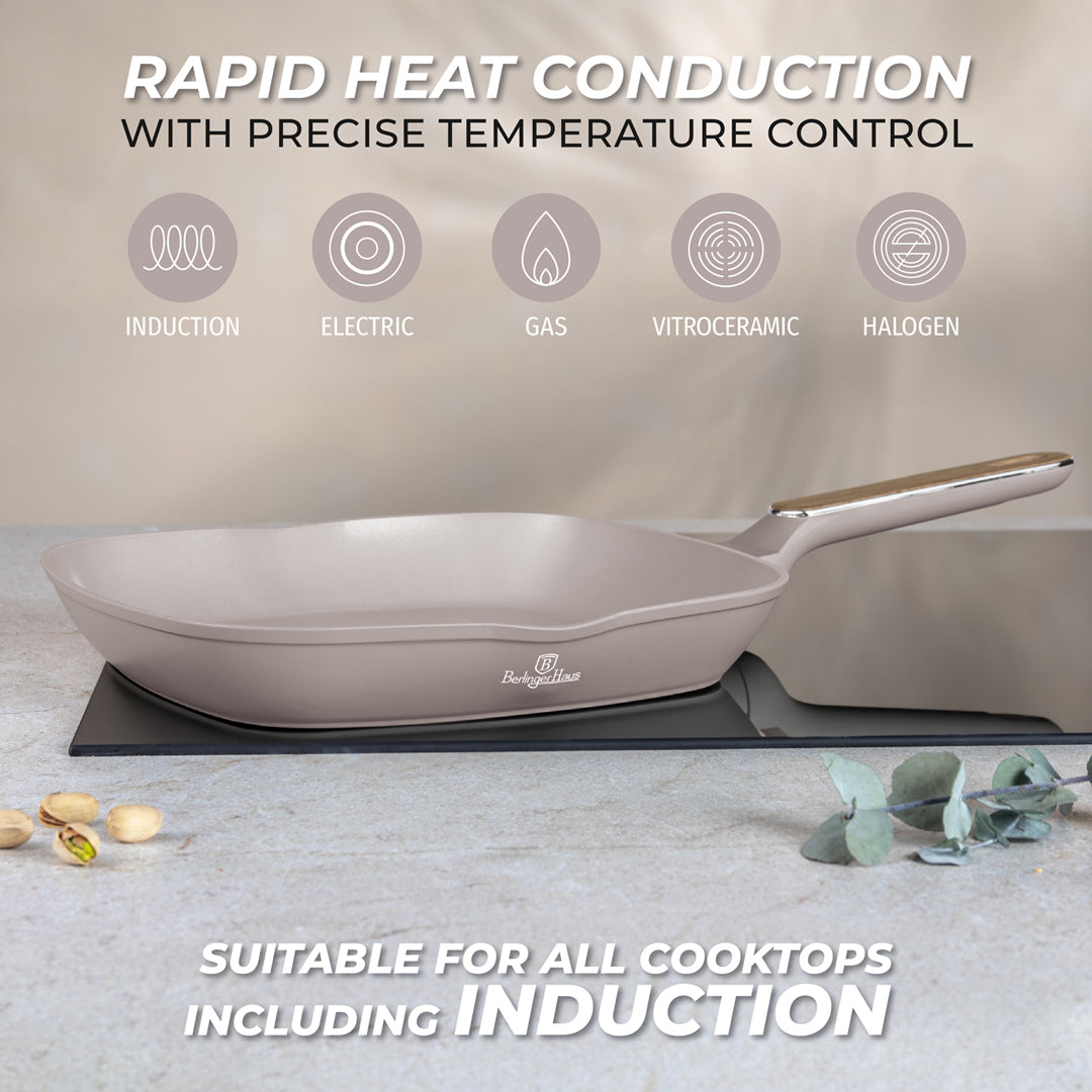 Berlinger Haus 28cm Titan Pro Non-Stick Coating Grill Pan – Taupe Nordic