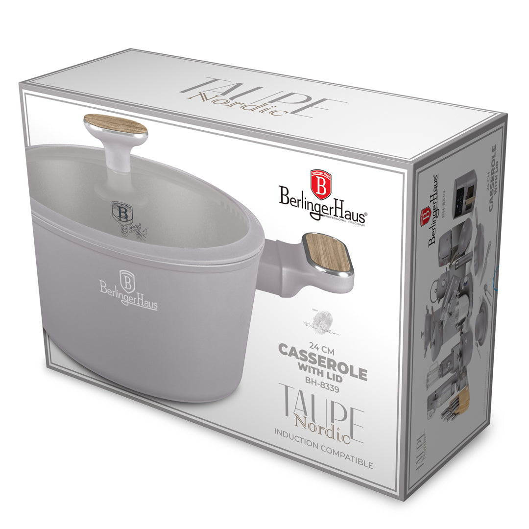 Berlinger Haus 24cm Titan Pro Non-Stick Coating Casserole – Taupe Nordic