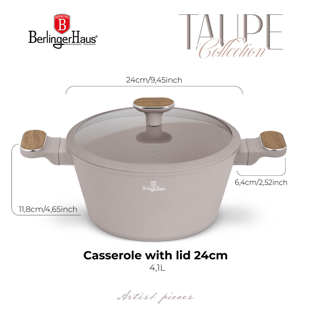 Berlinger Haus 24cm Titan Pro Non-Stick Coating Casserole – Taupe Nordic