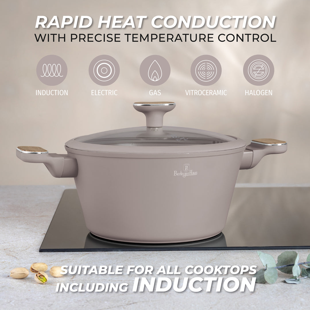 Berlinger Haus 24cm Titan Pro Non-Stick Coating Casserole – Taupe Nordic