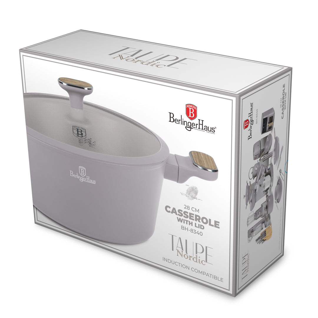 Berlinger Haus 28cm Titan Pro Non-Stick Coating Casserole – Taupe Nordic
