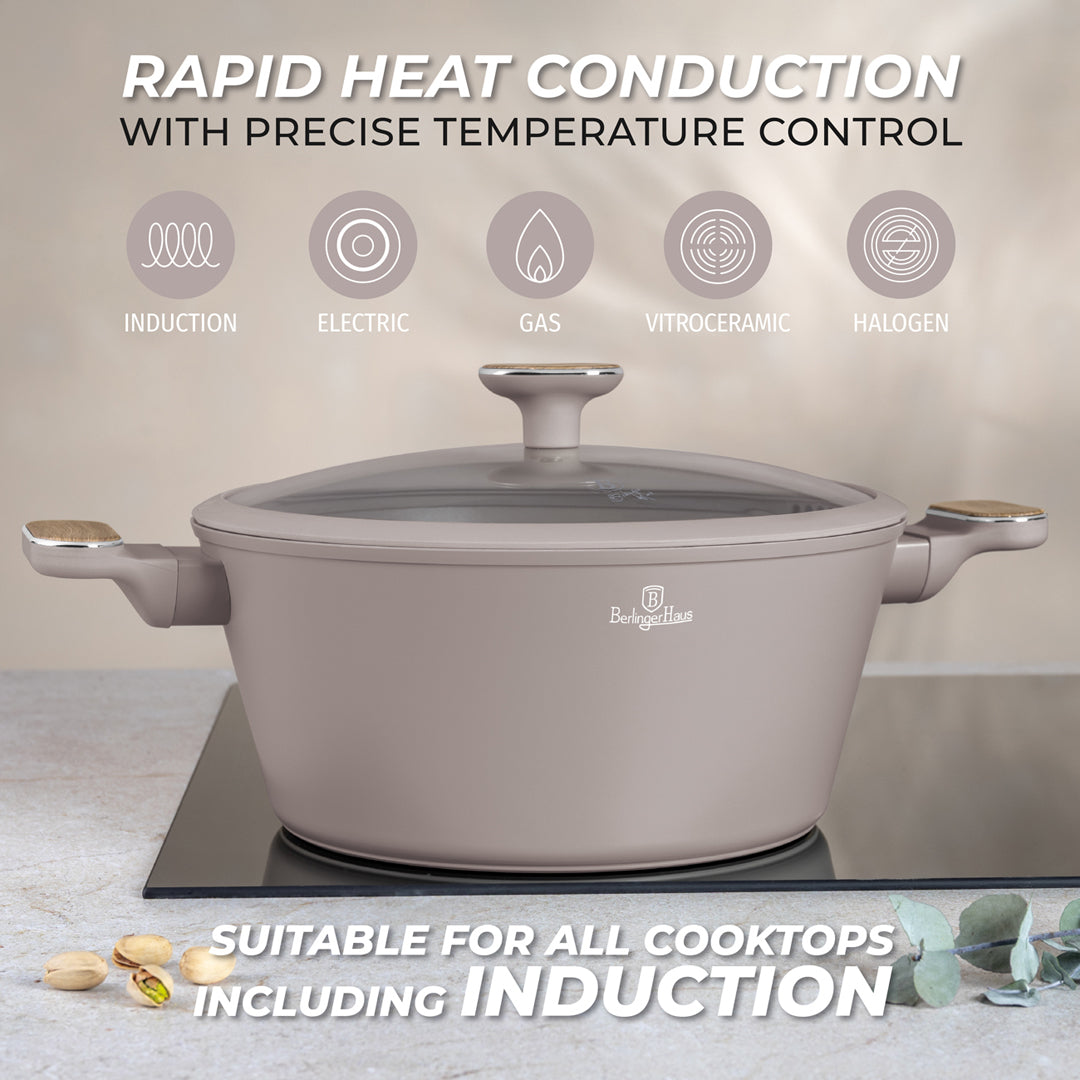 Berlinger Haus 28cm Titan Pro Non-Stick Coating Casserole – Taupe Nordic