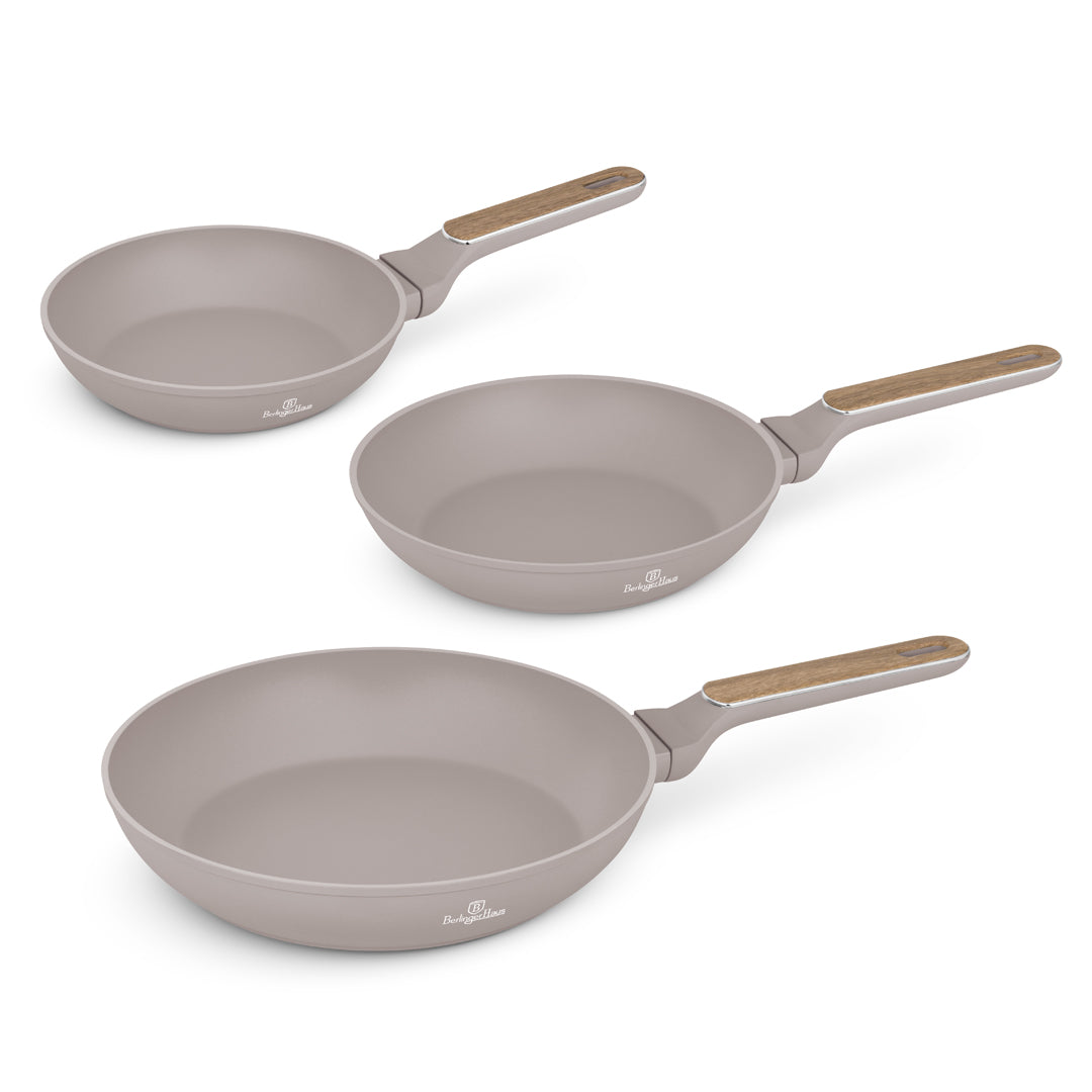 Berlinger Haus 3-Piece Titan Pro Non-Stick Coating Frypan Set – Taupe Nordic