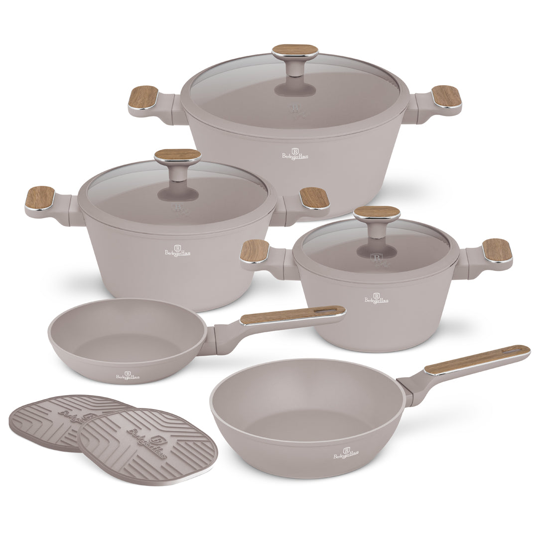 Berlinger Haus 10-Piece Titan Pro Non-Stick Coating Cookware Set – Taupe Nordic