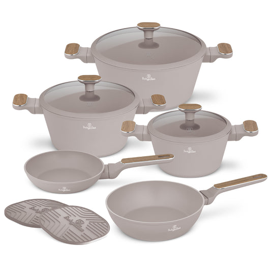 Berlinger Haus 10-Piece Titan Pro Non-Stick Coating Cookware Set – Taupe Nordic