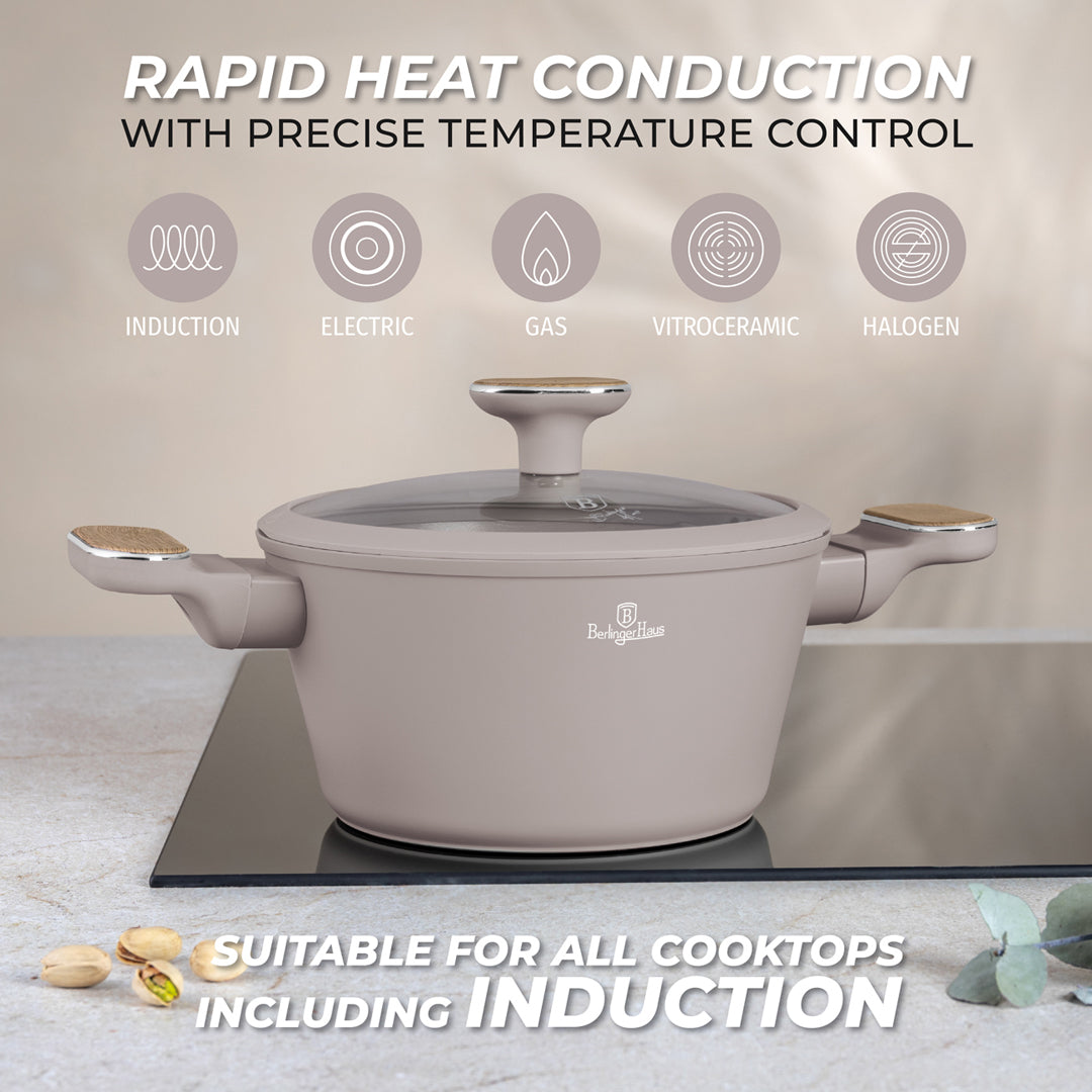 Berlinger Haus 10-Piece Titan Pro Non-Stick Coating Cookware Set – Taupe Nordic