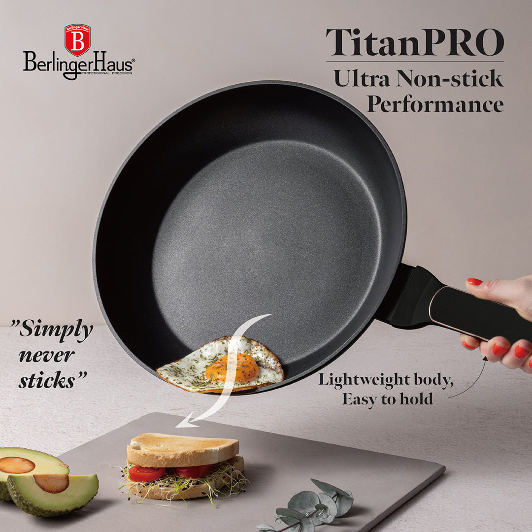 Berlinger Haus 28cm Titan Pro Non-Stick Coating Frypan – Black Rose