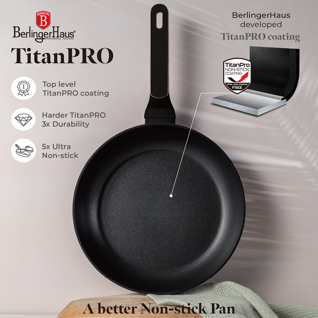 Berlinger Haus 28cm Titan Pro Non-Stick Coating Frypan – Black Rose