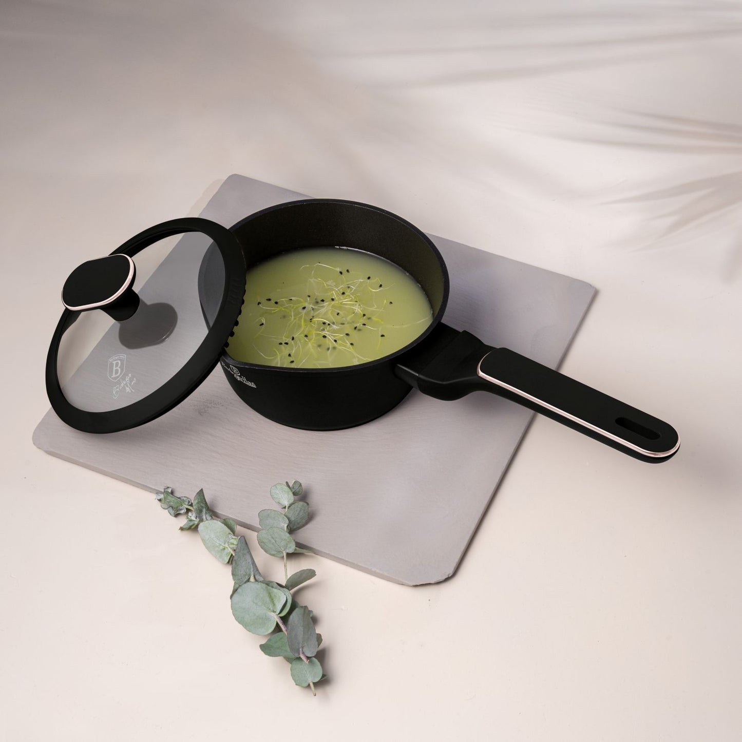 Berlinger Haus 16cm Titan Pro Non-Stick Coating Sauce Pan with Lid - Black Rose