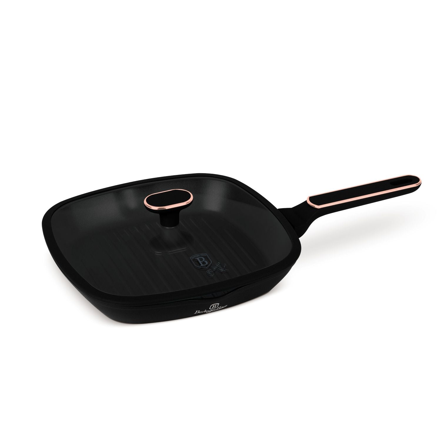 Berlinger Haus 28cm Titan Pro Non-Stick Coating Grill Pan with Lid - Black Rose