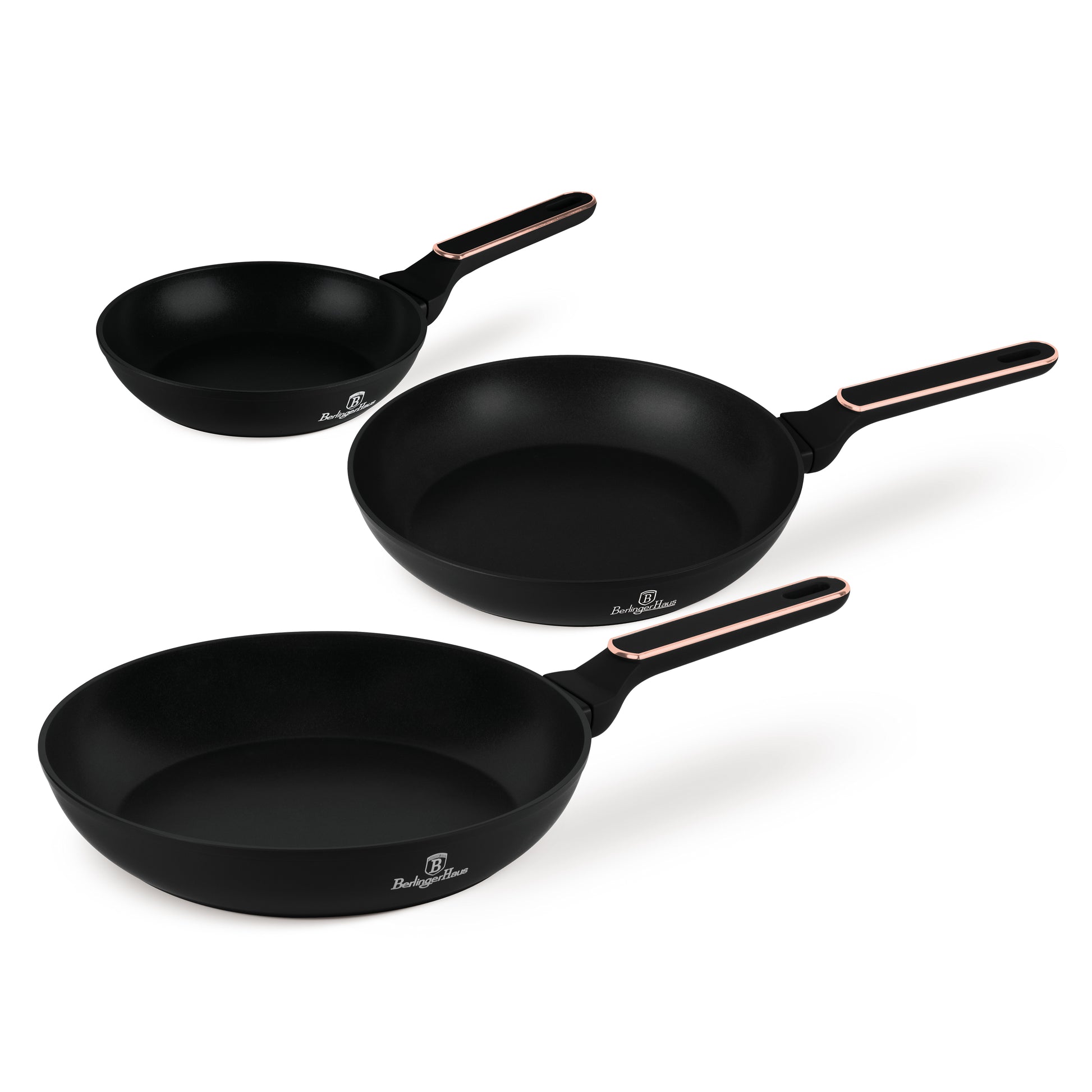 Berlinger Haus 3-Piece Titan Pro Non-Stick Coating Frypan Set – Black Rose