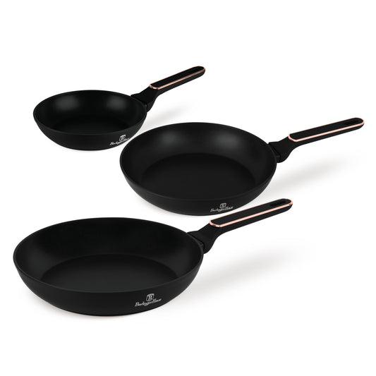 Berlinger Haus 3-Piece Titan Pro Non-Stick Coating Frypan Set – Black Rose