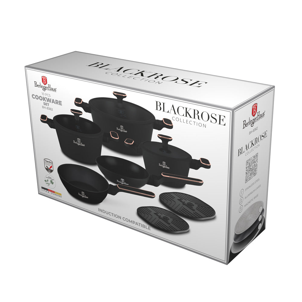 Berlinger Haus 10-Piece Titan Pro Non-Stick Coating Cookware Set - Black Rose
