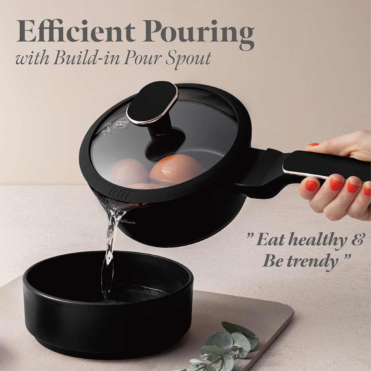 Berlinger Haus 15-Piece Titan Pro Non-Stick Coating Cookware Set - Black Rose