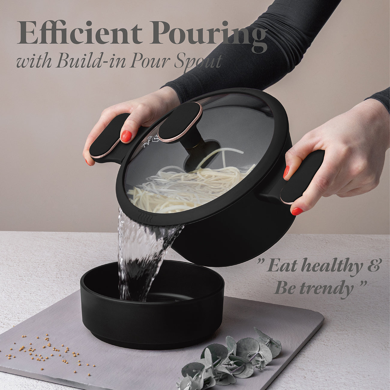 Berlinger Haus 15-Piece Titan Pro Non-Stick Coating Cookware Set - Black Rose