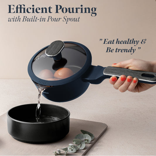 Berlinger Haus 16cm Titan Pro Non-Stick Coating Sauce Pan with lid - Deep Sea