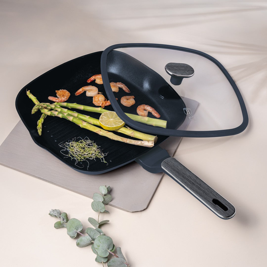 Berlinger Haus 28cm Titan Pro Non-Stick Grill Pan with Lid - Deep Sea