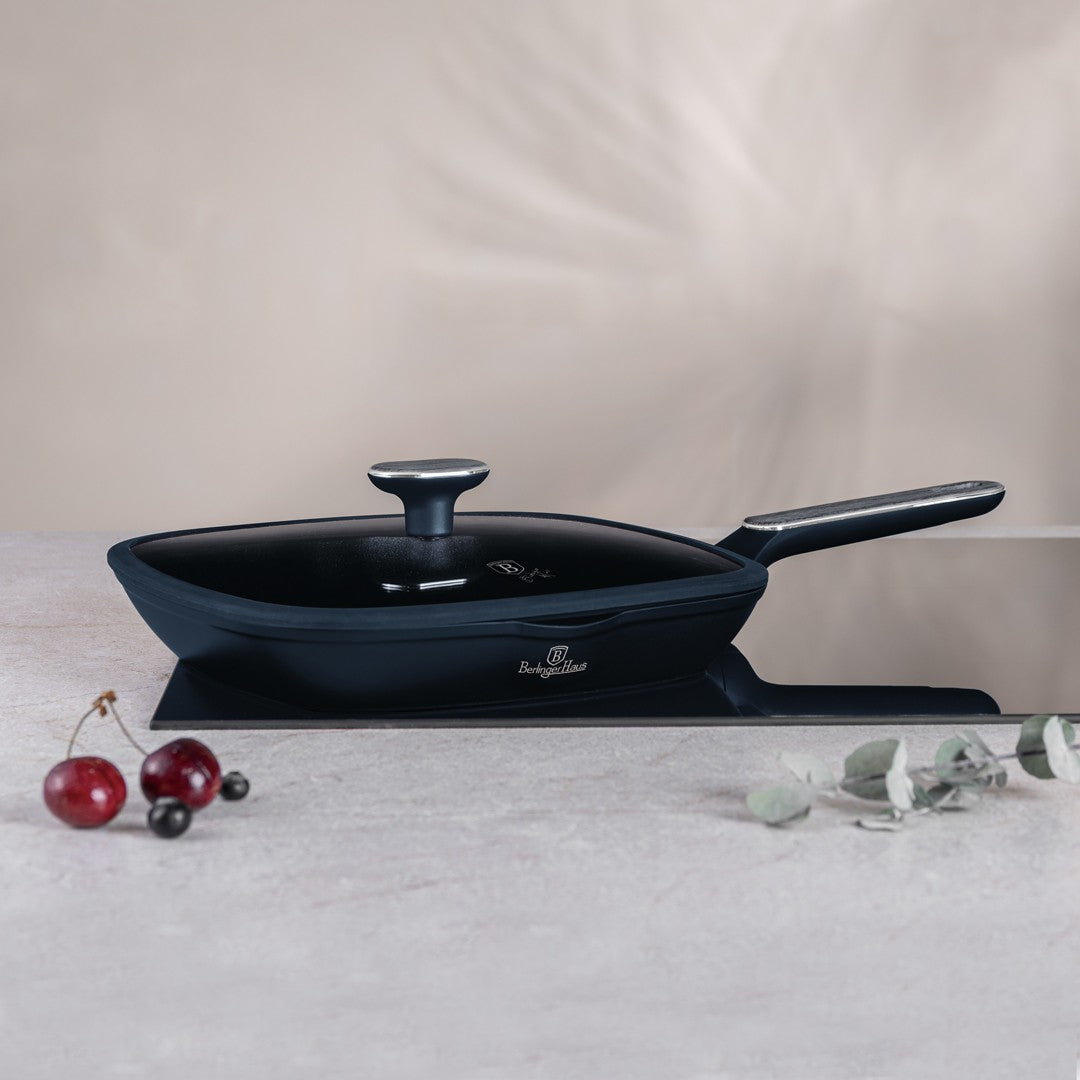 Berlinger Haus 28cm Titan Pro Non-Stick Grill Pan with Lid - Deep Sea