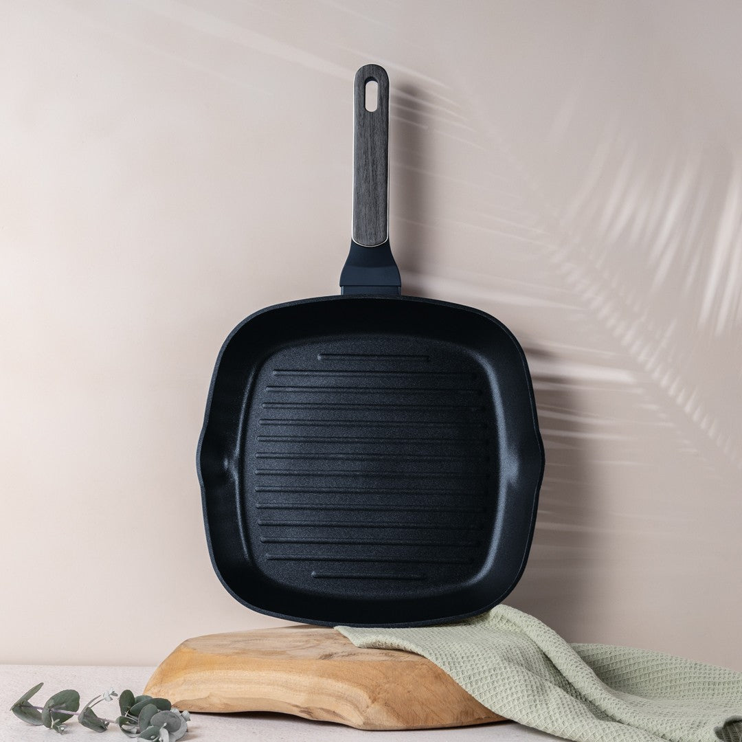 Berlinger Haus 28cm Titan Pro Non-Stick Grill Pan with Lid - Deep Sea