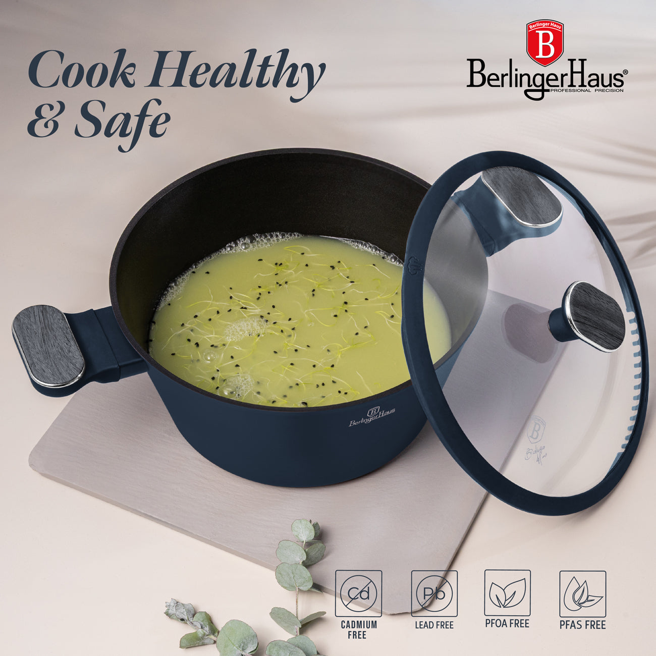 Berlinger Haus 10-Piece Titan Pro Non-Stick Coating Cookware set - Deep Sea