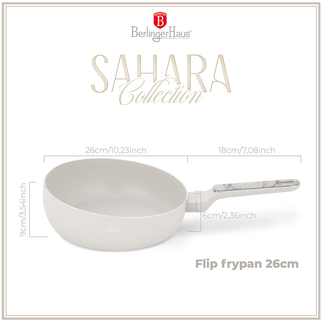 Berlinger Haus 26cm Titan Pro Non-Stick Coating Flip Frypan - Sahara Marble