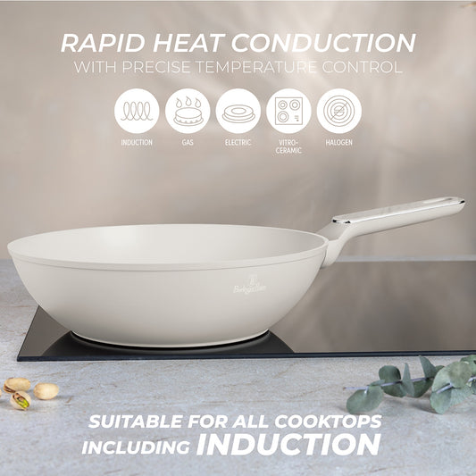 Berlinger Haus 28cm Titan Pro Non-Stick Coating Wok - Sahara Marble