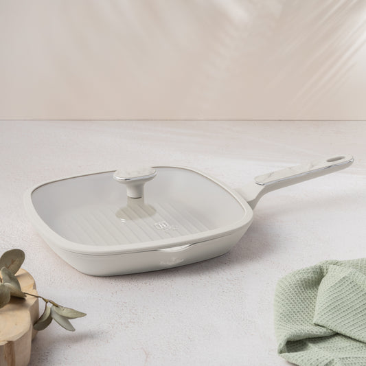 Berlinger Haus 28cm Titan Pro Non-Stick Coating Grill Pan with Lid - Sahara Marble